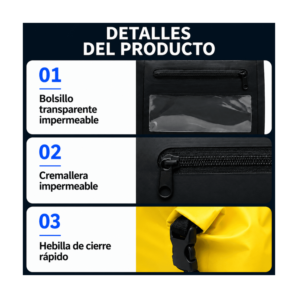 BOLSO DE VIAJE ALXA 66 LITROS IMPERMEABLE NEGRO5