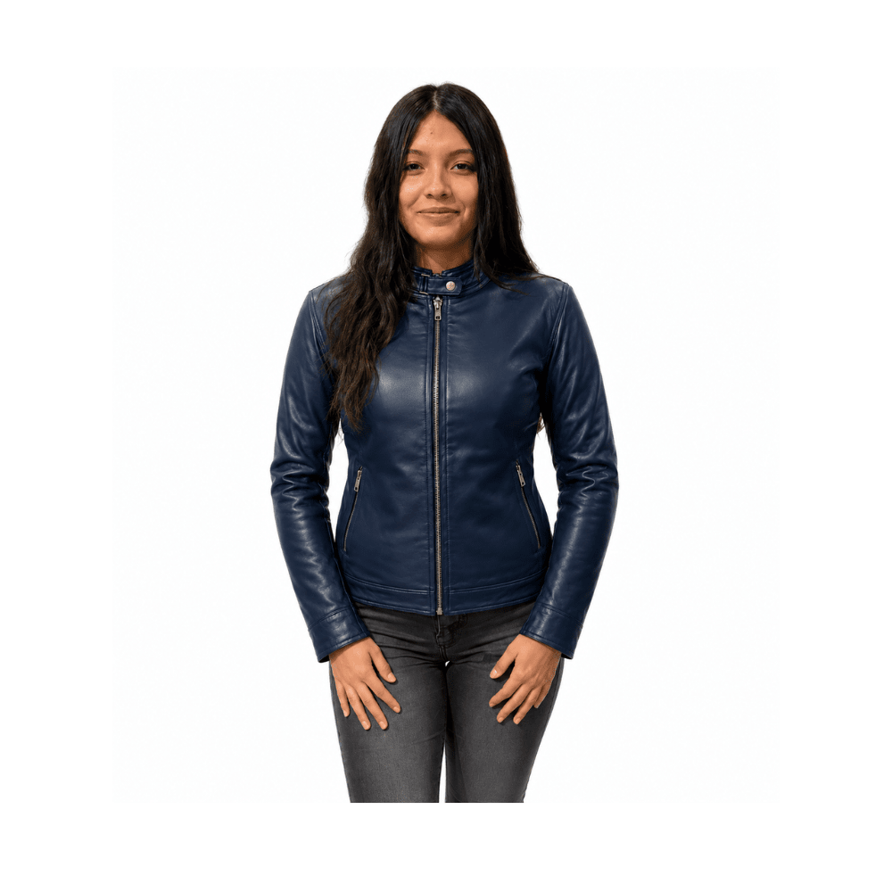 CHAQUETA PARA MOTO CUERO 1,8 MM MUJER AZUL2