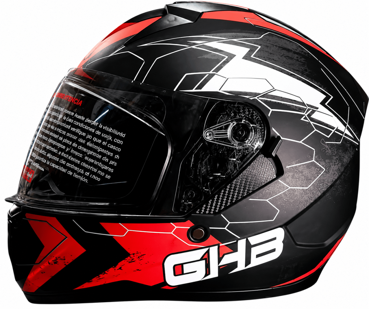 CASCO INTEGRAL GHB M-67 NEGRO ROJO DETALLES GRIS | ESTILO Y SEGURIDAD PARA CADA RECORRIDO1