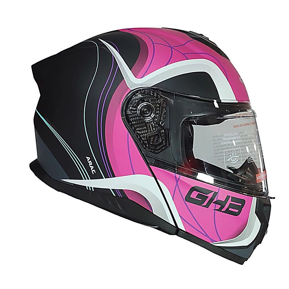 CASCO ABATIBLE GHB 166 ARAC NEGRO ROSA | DISEÑADO PARA TU RITMO DE CONDUCCIÓN2