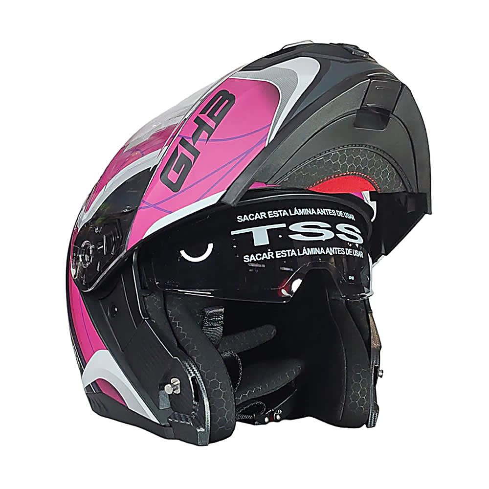CASCO ABATIBLE GHB 166 ARAC NEGRO ROSA | DISEÑADO PARA TU RITMO DE CONDUCCIÓN3