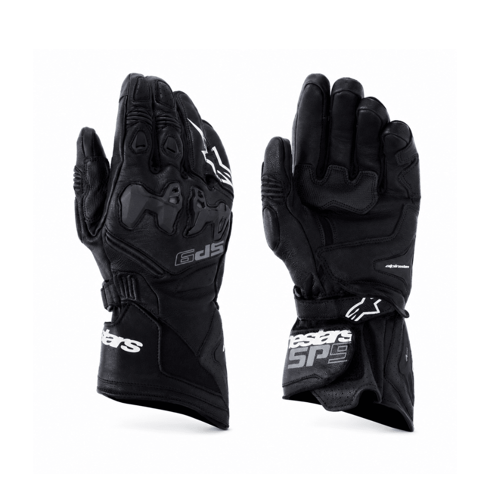 GUANTE PARA MOTO ALPINESTARS SP-9 NEGRO BLANCO CON PROTECCIÓN RACING1
