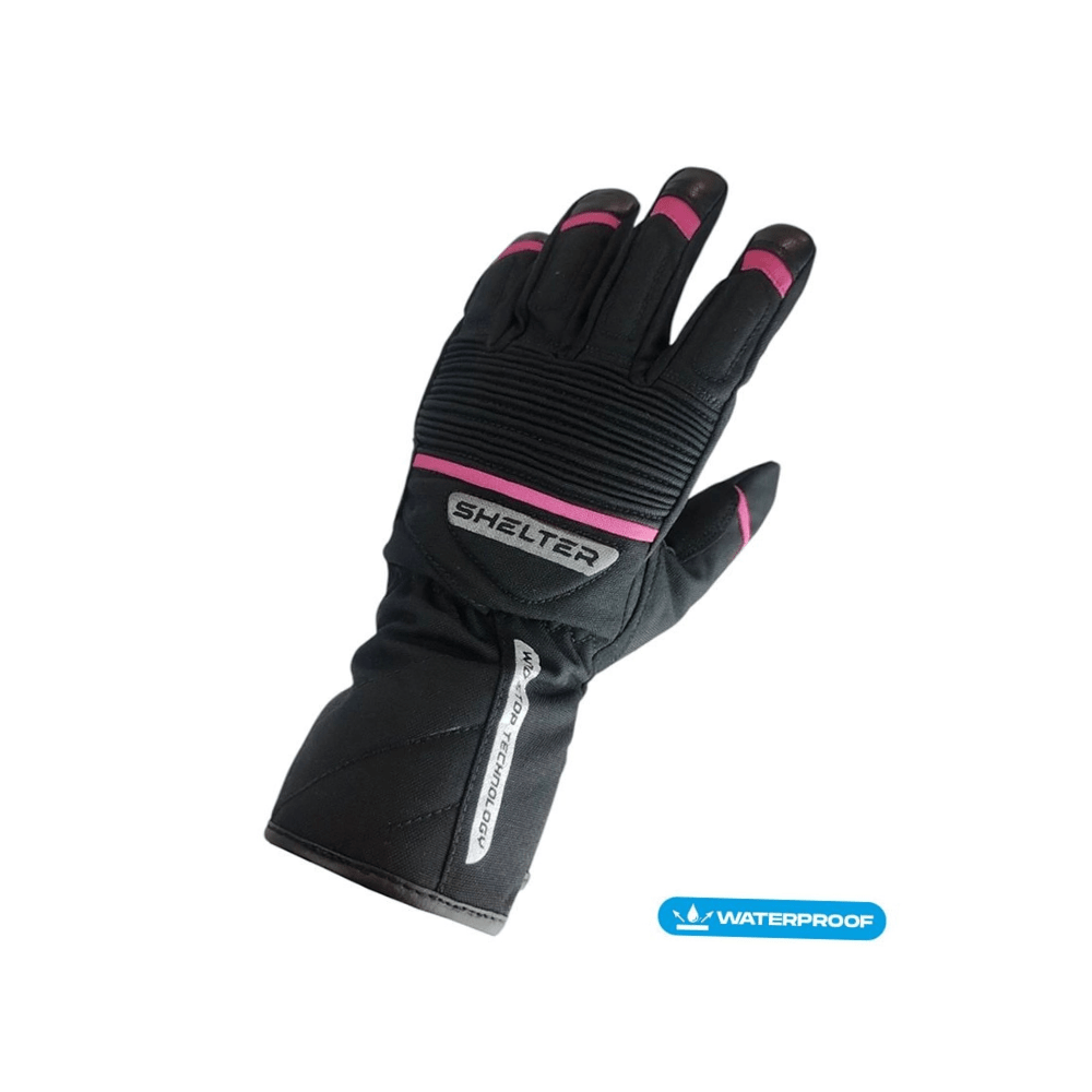 GUANTE PARA MOTO SHELTER BLAKE WP NEGRO ROSA2