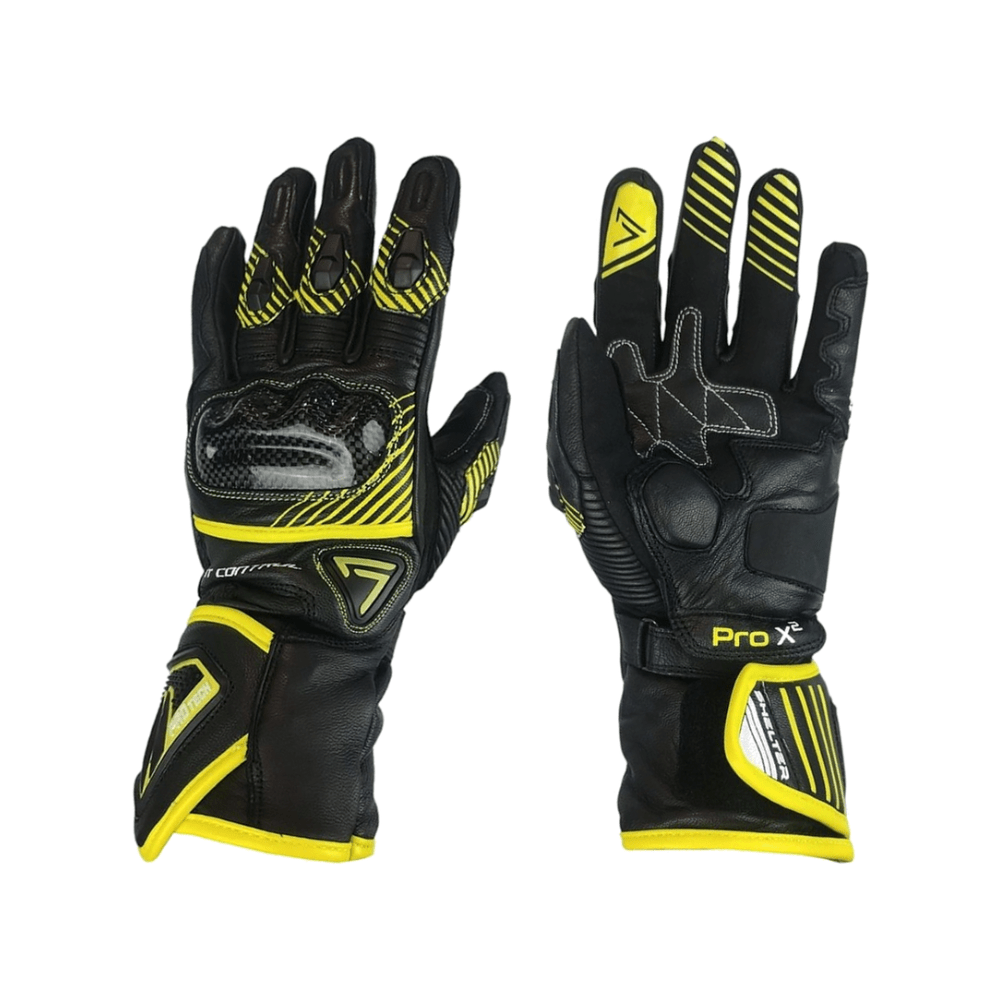 GUANTE PARA MOTO SHELTER GRAVITY NEGRO GRIS AMARILLO CON PROTECCIÓN Y CONTROL1