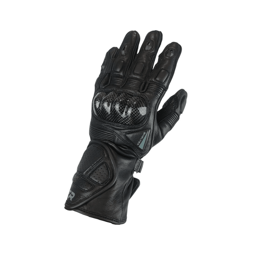 GUANTES PARA MOTO SHELTER MISSILE DE CUERO CON PROTECCIÓN DE CARBONO NEGRO Y GRIS2