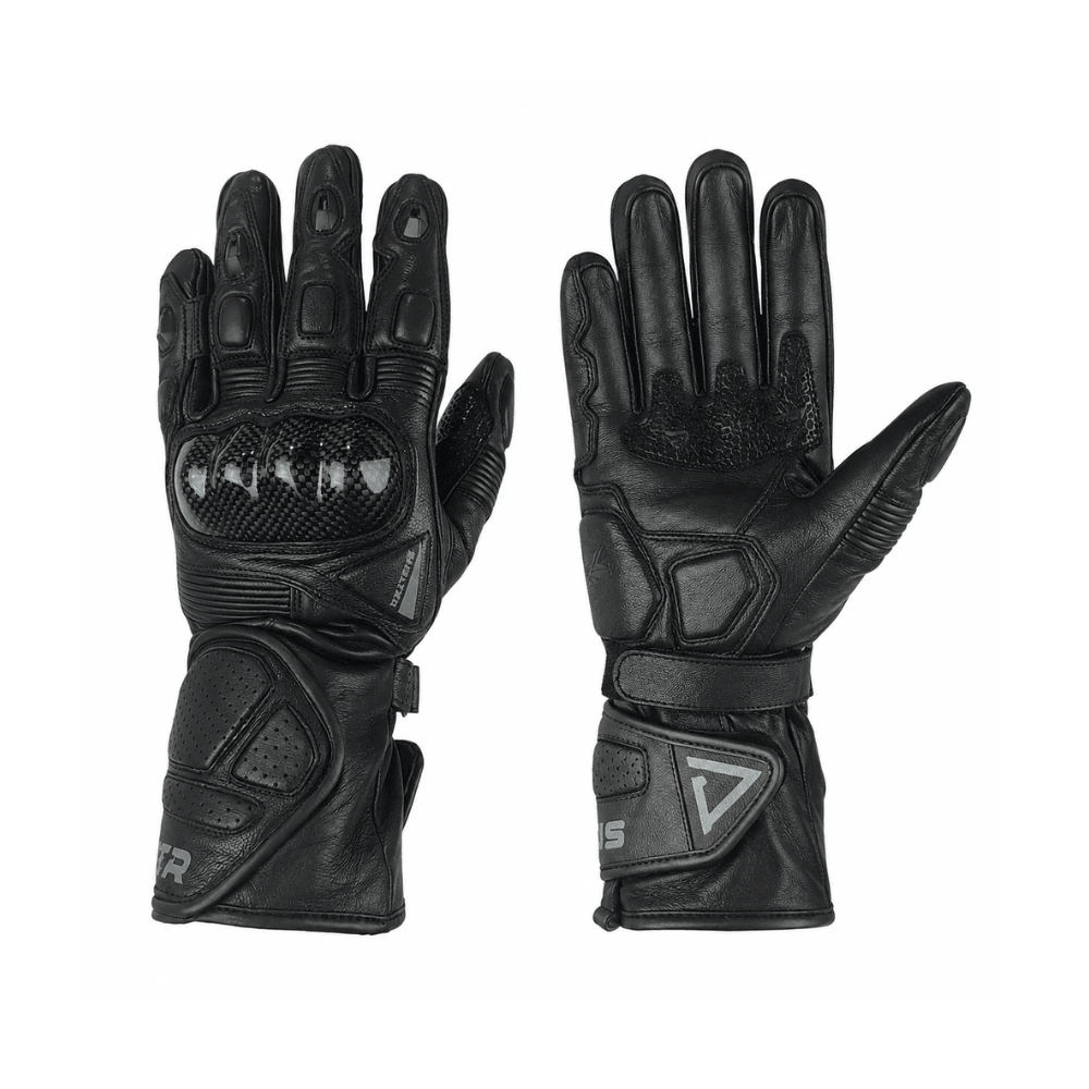 GUANTES PARA MOTO SHELTER MISSILE DE CUERO CON PROTECCIÓN DE CARBONO NEGRO Y GRIS1
