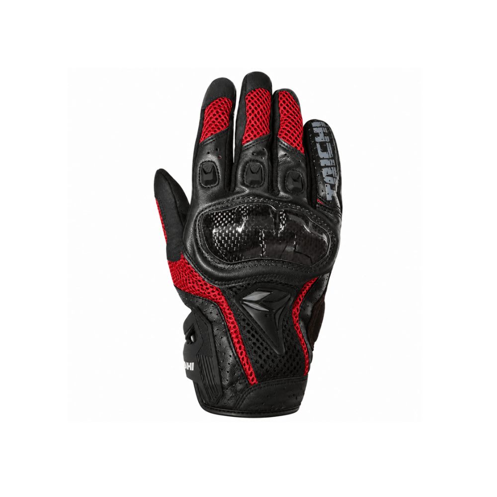 GUANTES PARA MOTO TAICHI CON PROTECCIÓN DE CARBONO NEGRO ROJO1
