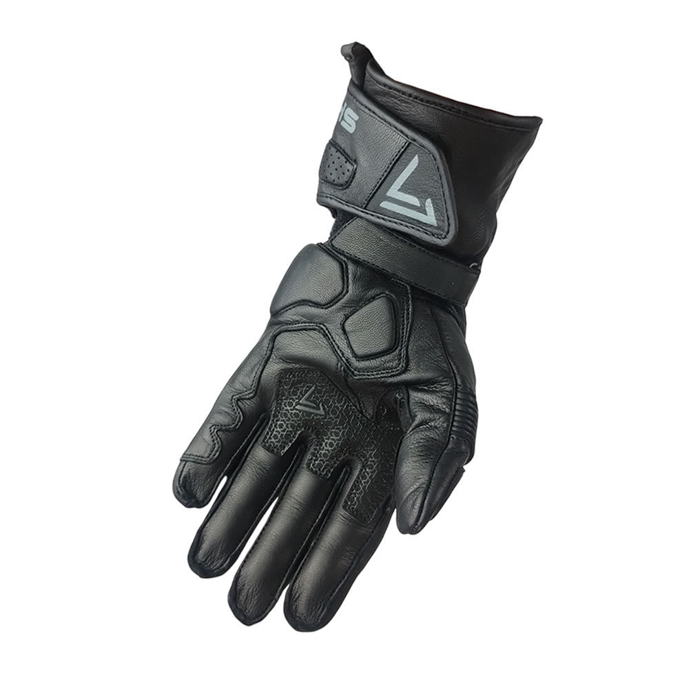 GUANTES MOTO CUERO SHELTER MISSILE NEGRO GRIS PROTECCIÓN CARBONO2