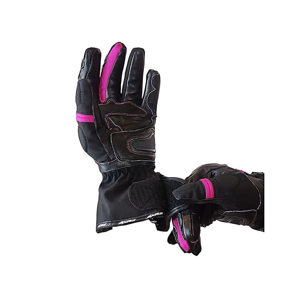 GUANTE ATROX MIG CUERO Y TEXTIL NEGRO ROSA4