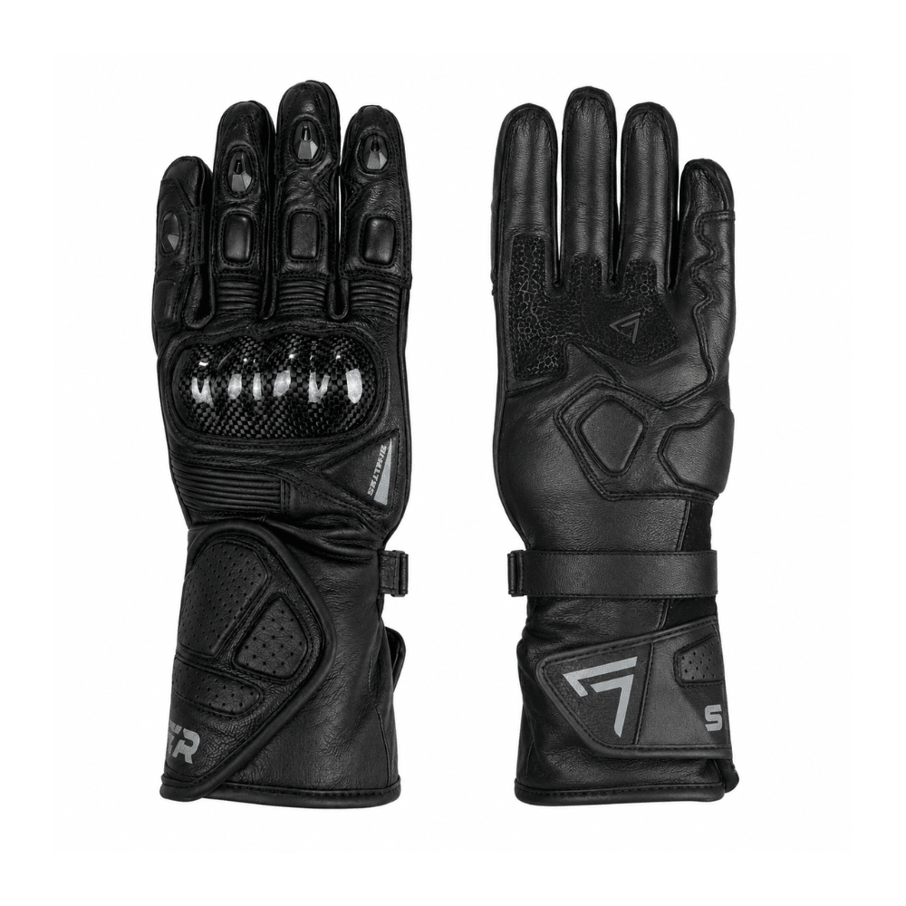 GUANTES PARA MOTO SHELTER MISSILE DE CUERO CON PROTECCIÓN DE CARBONO NEGRO Y GRIS1