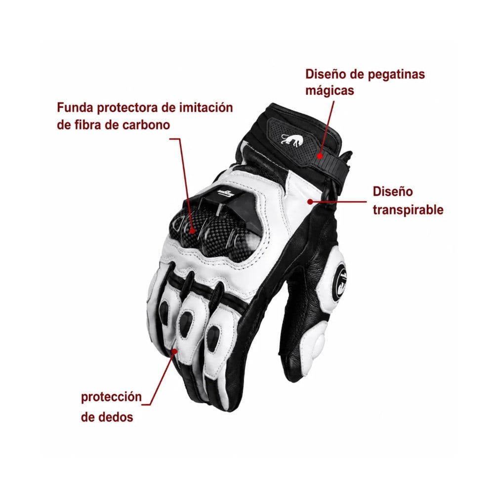 GUANTE MOTO FURYGAN CUERO BLANCO NEGRO3