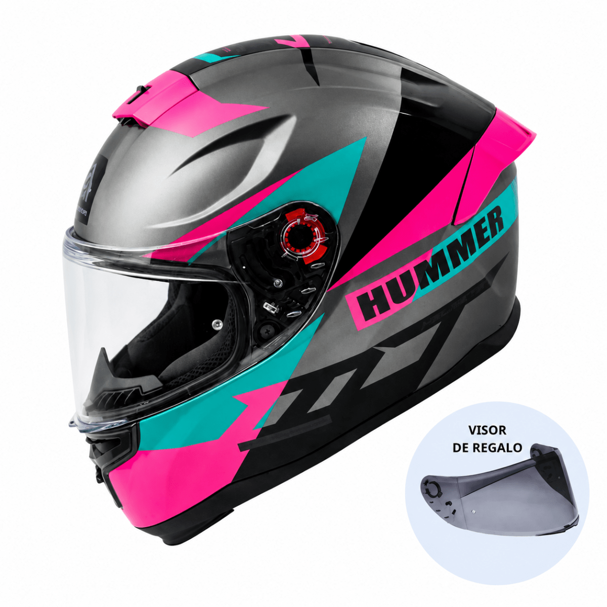 CASCO MT FF114 HUMMER QUO C9 ROSA BRILLO | DESTACA EN CADA RECORRIDO CON SEGURIDAD (VISOR OSCURO DE REGALO)2