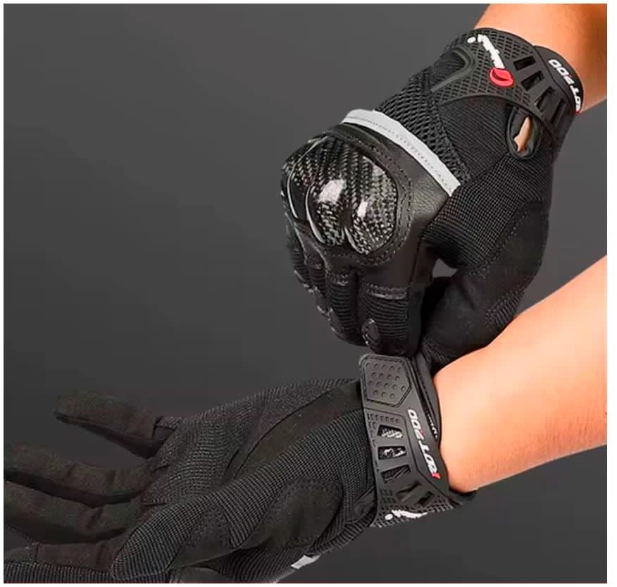 Guantes Pro-biker Verano Nudillo Fibra Carbono Negro2