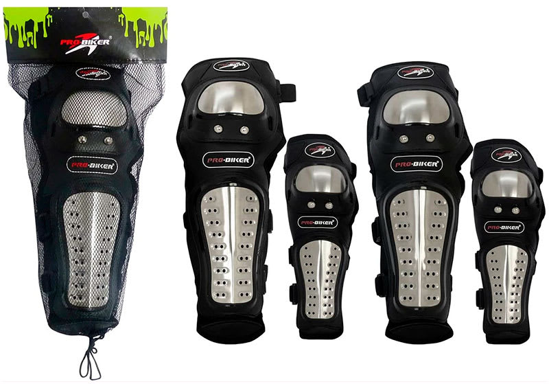 Set de Rodillera y Codera Protección Metálica para Motociclista Pro-Biker - Negro1