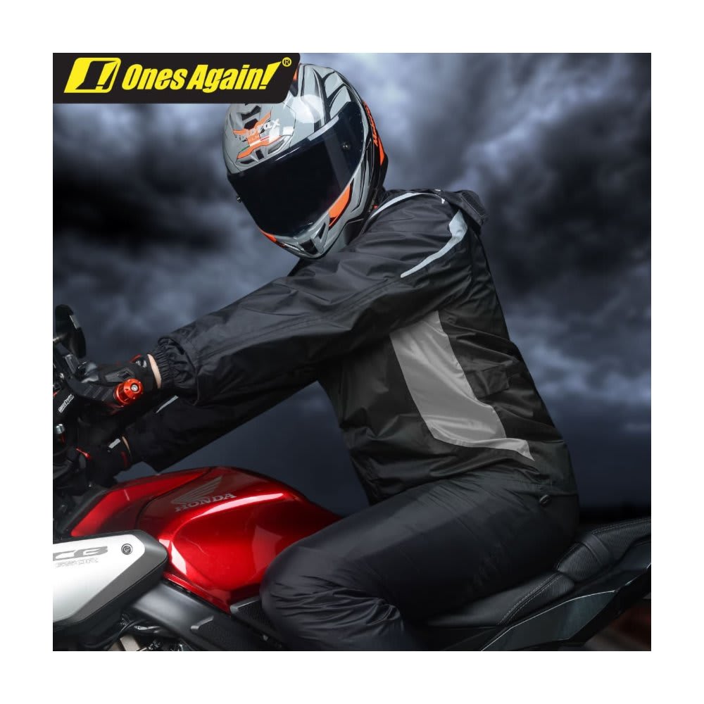 CONJUNTO TRAJE IMPERMEABLE ONES AGAIN SJ08 NEGRO GRIS WATERPROOF3