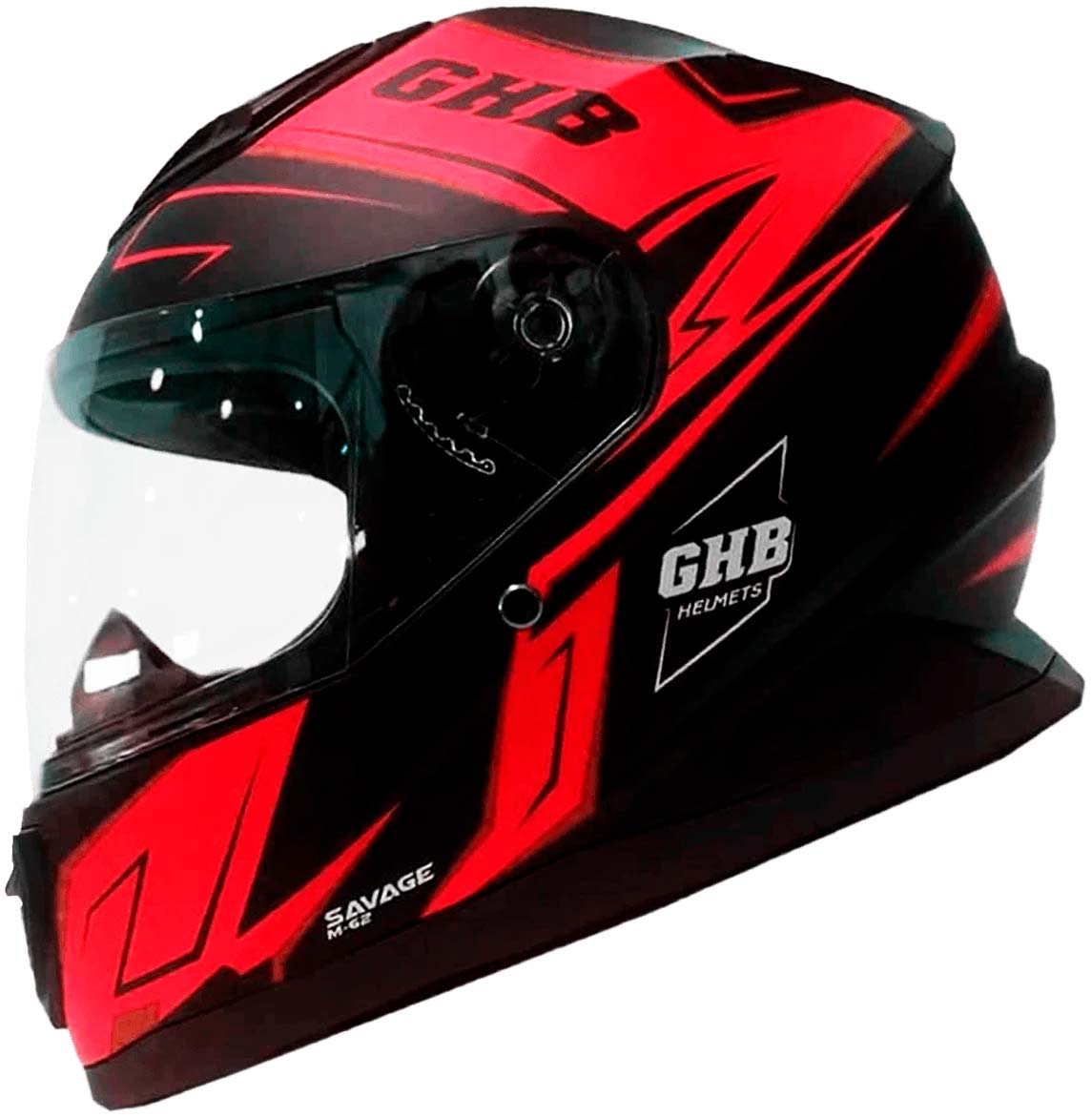 Casco Integral GHB M-62 Tunnel Negro Rojo Matte1