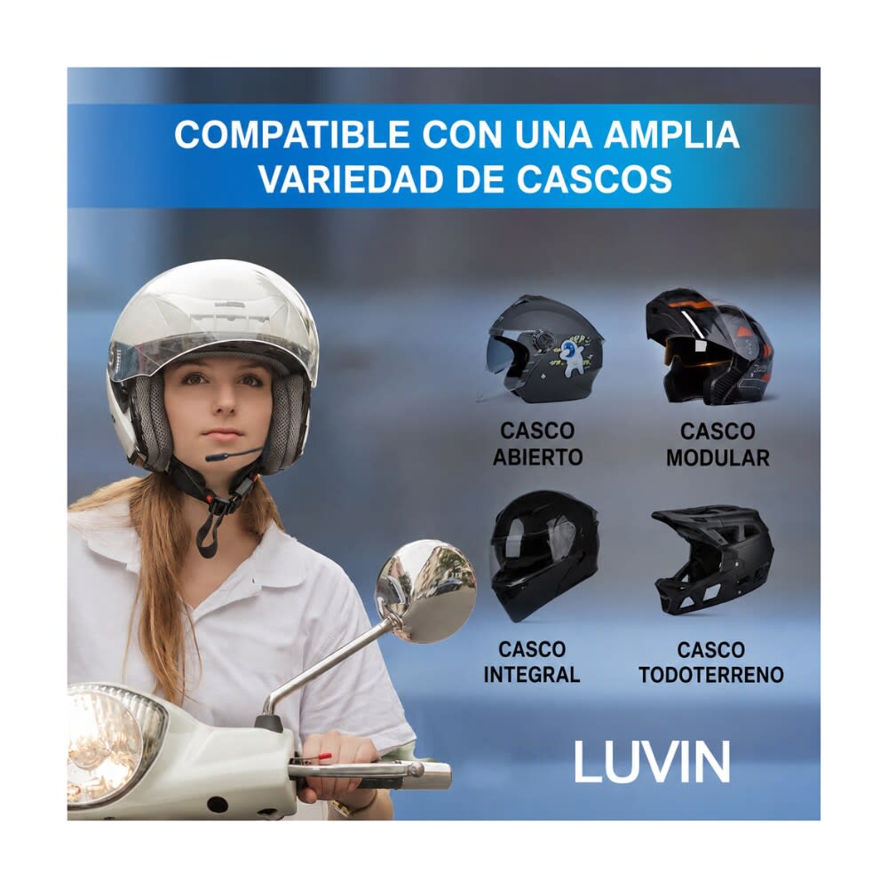 MANOS LIBRES PARA CASCO DE MOTO LUVIN S1 BLUETOOTH 5.32