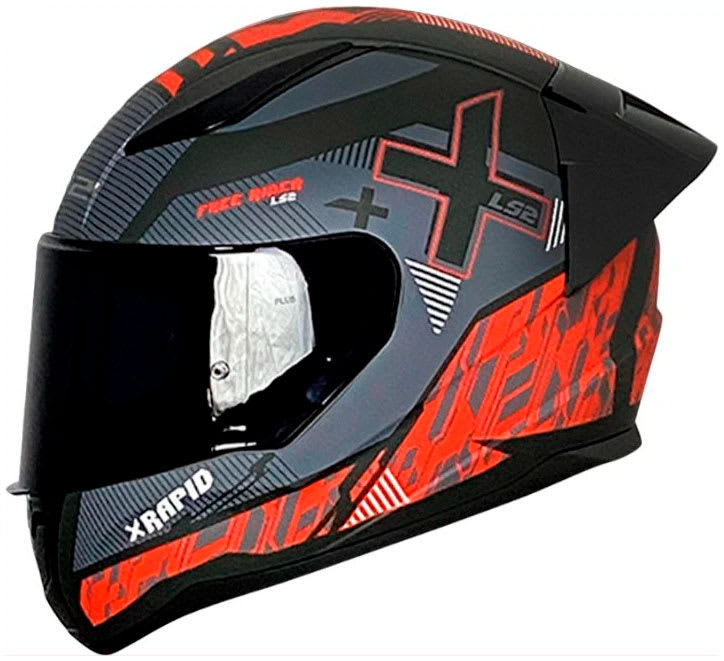 Casco Ls2 Ff353 Rapid Xtreet color negro con rojo (con mica transparente)4