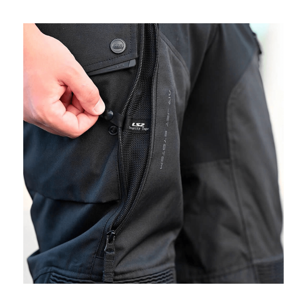 PANTALÓN PARA MOTO LS2 TRAVEL IMPERMEABLE NEGRO Y GRIS5