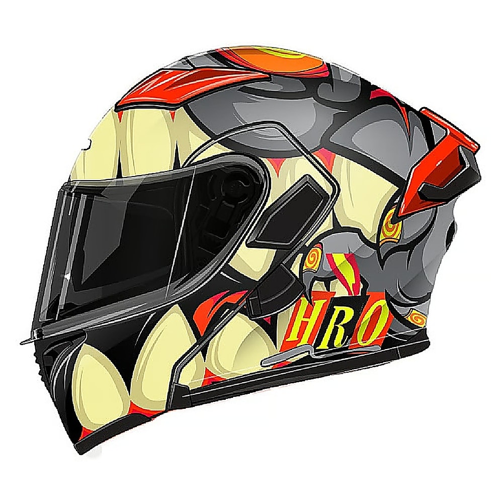 CASCO HRO 3400DV BAD BUNNY GRIS MATE NARANJA NEÓN | CASCO ABATIBLE CERTIFICADO DOT1