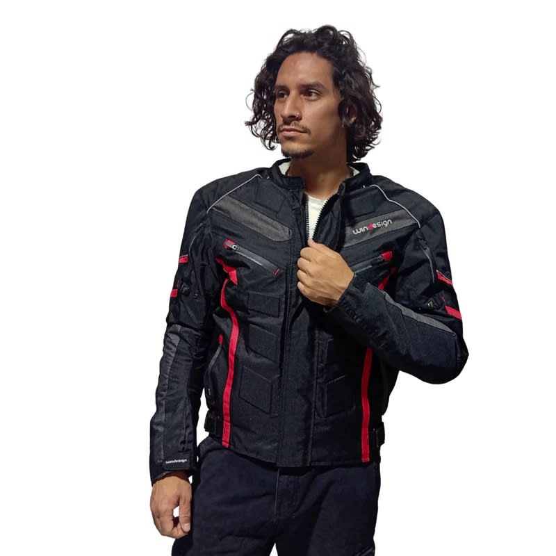 CHAQUETA MOTO CORDURA RB NEGRO ROJO | RESISTENCIA Y PROTECCIÓN PARA CADA RUTA3