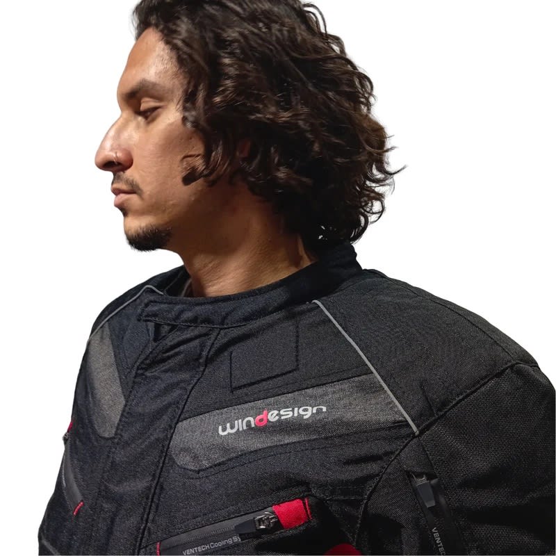CHAQUETA MOTO CORDURA RB NEGRO ROJO | RESISTENCIA Y PROTECCIÓN PARA CADA RUTA6
