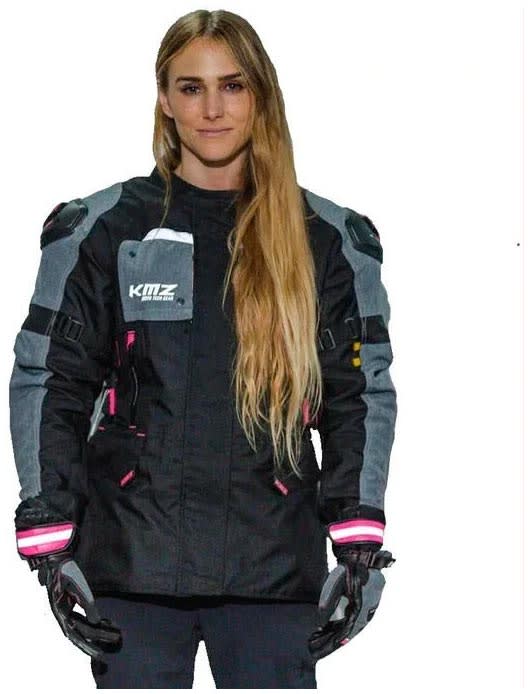 chaqueta mujer larga KMZ Sahara Negro Rosado3