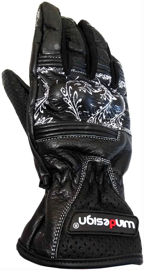 Guantes Windesign Cuero Mujer detalles blancos1