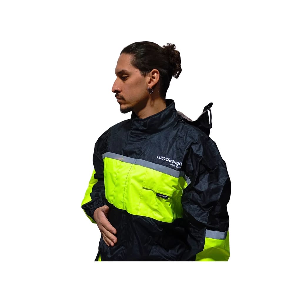 TRAJE DE LLUVIA IMPERMEABLE PARA MOTO REFLECTANTE 2 PIEZAS | PROTECCIÓN TOTAL CONTRA LA LLUVIA3