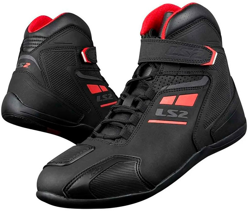 Botas Ls2 Garra Mujer Negro Rojo1