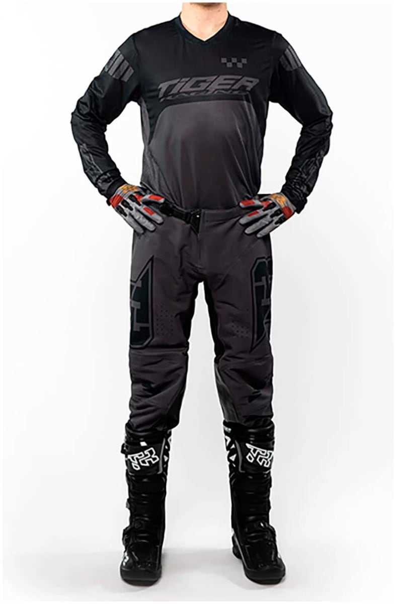Traje para moto tiger tacing tr 5.5s gris negro motocross enduro1