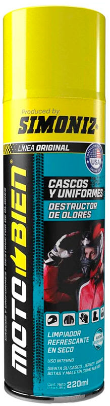 Limpiador desinfectante en seco para casco y equipo de moto simoniz motobien 220ml1