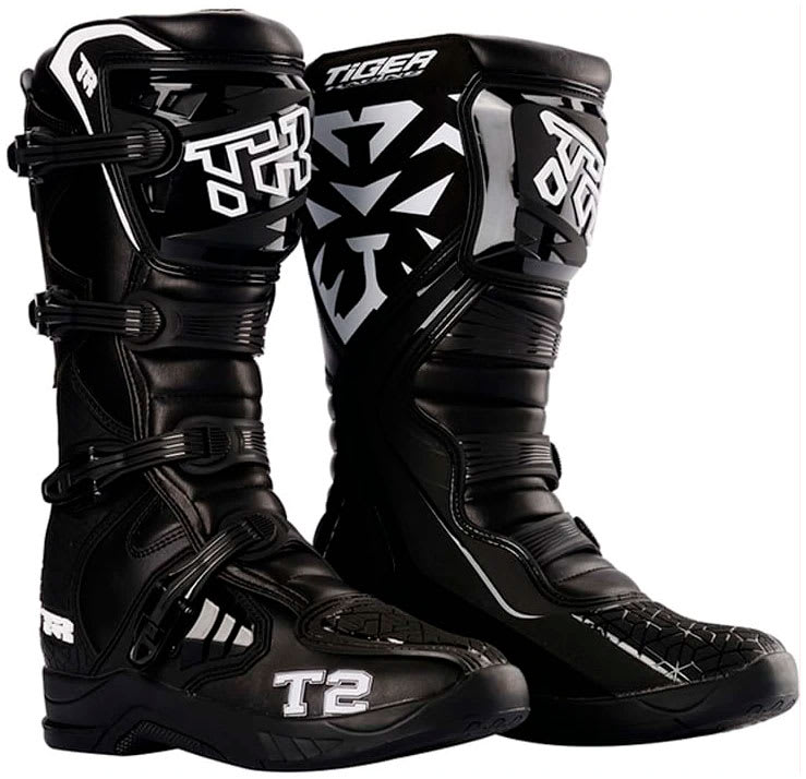 Botas para moto tiger racing t2 negro motocross enduro1