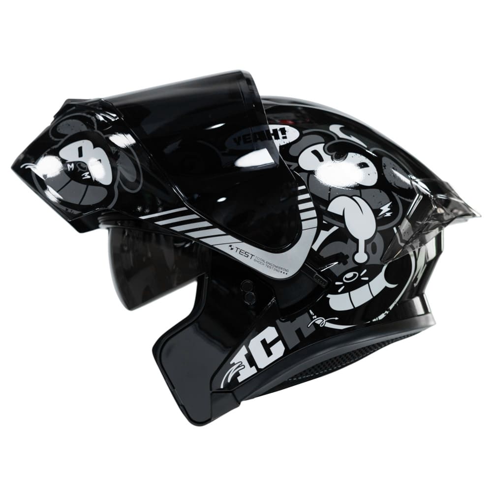 CASCO ICH 3120 TURN ON N7 SM | CASCO ABATIBLE CERTIFICADO DOT 3CV CON SUN VISOR2