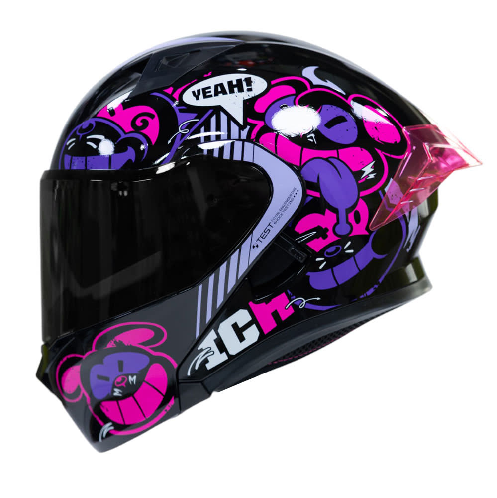 CASCO ICH 3120 TURN ON FC SM | CASCO ABATIBLE CERTIFICADO DOT 3CV CON SUN VISOR1
