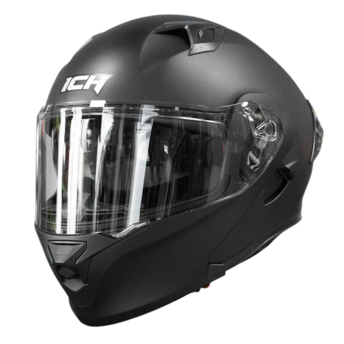 CASCO ICH 3120 SOLID NEGRO OPACO | CASCO ABATIBLE CERTIFICADO DOT CON SUN VISOR4