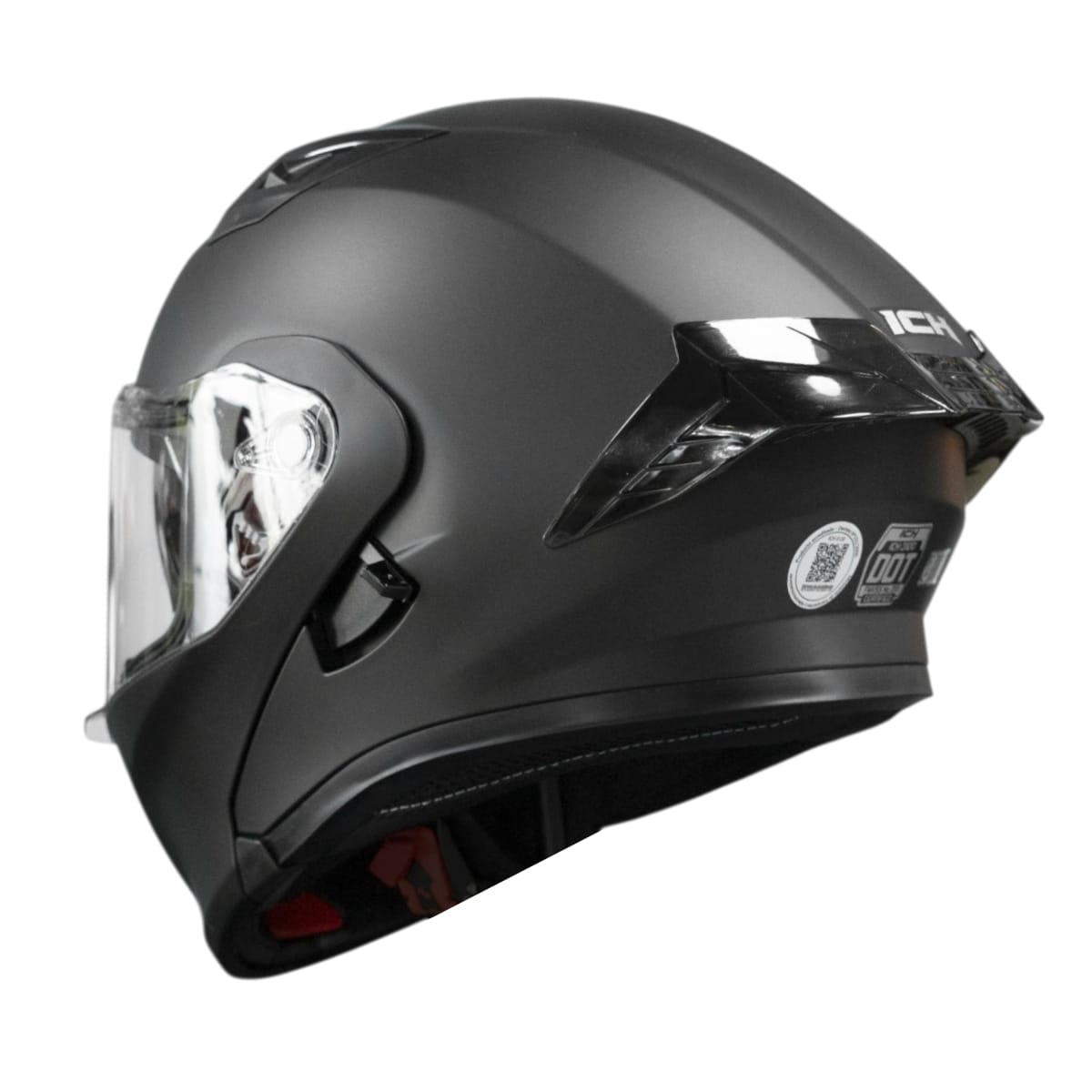 CASCO ICH 3120 SOLID NEGRO OPACO | CASCO ABATIBLE CERTIFICADO DOT CON SUN VISOR3