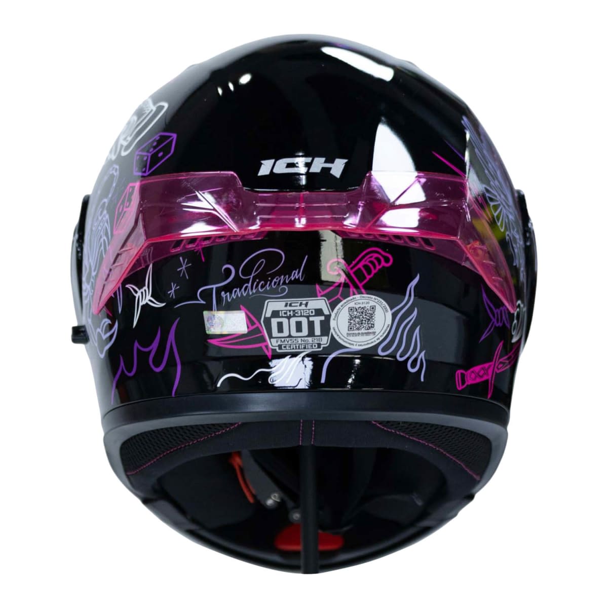 CASCO ICH 3120 TRADICIONAL LILA SM | CASCO ABATIBLE CERTIFICADO DOT 3CV CON VISOR SOLAR4