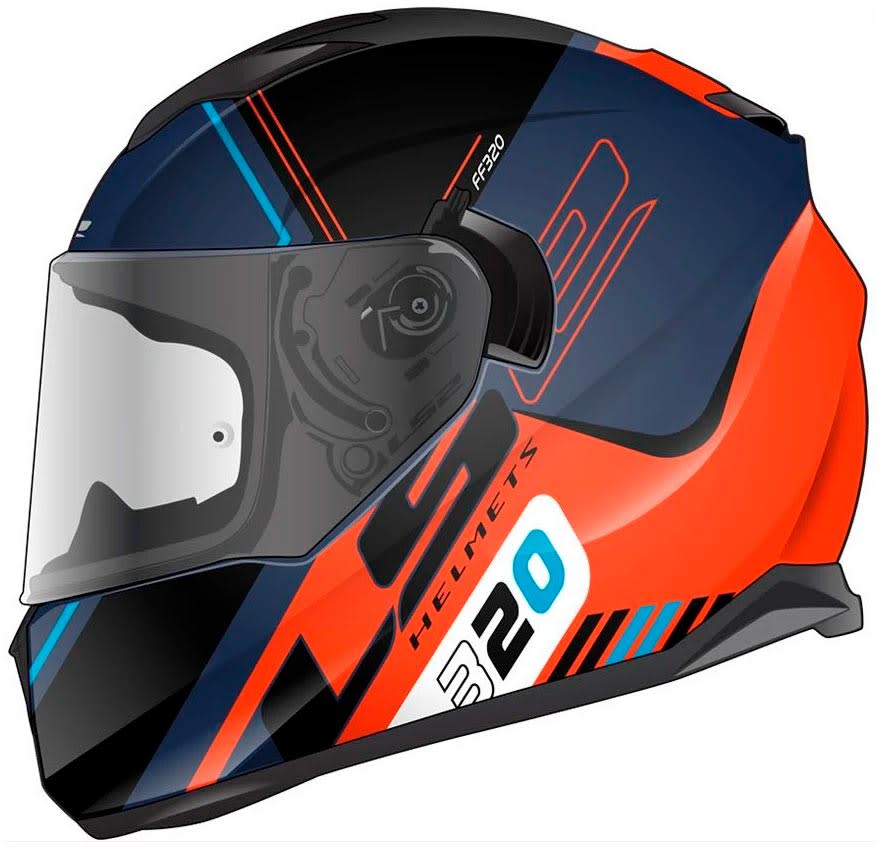 Casco Integral Ls2 Ff320 Stream Evo Sche azul naranjo1
