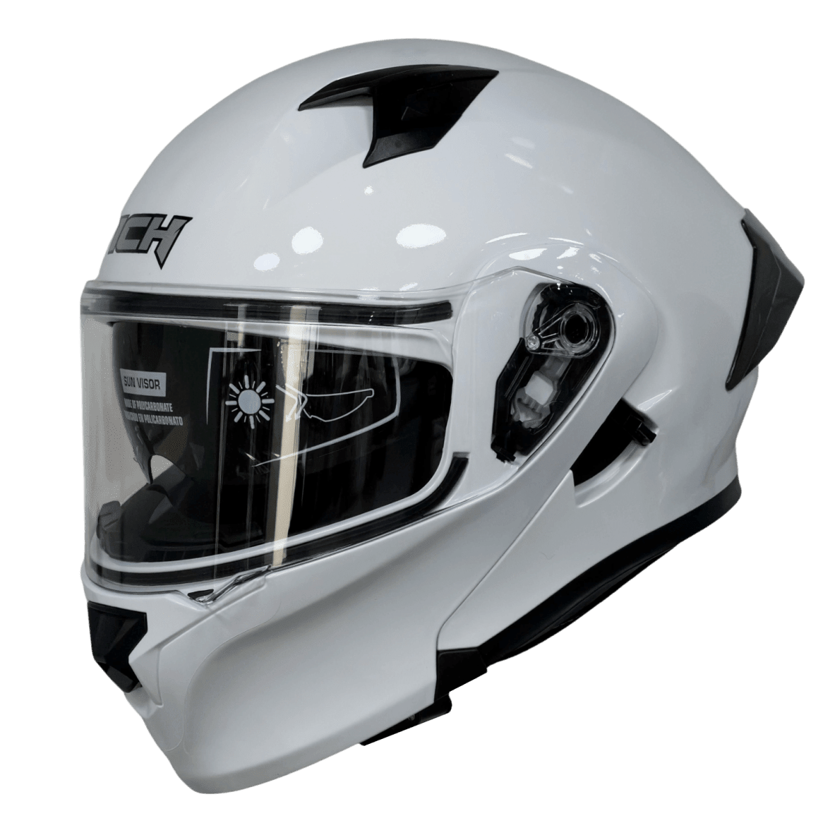 CASCO ICH 3120 SOLID BLANCO | CASCO ABATIBLE CERTIFICADO DOT CON VISOR SOLAR1