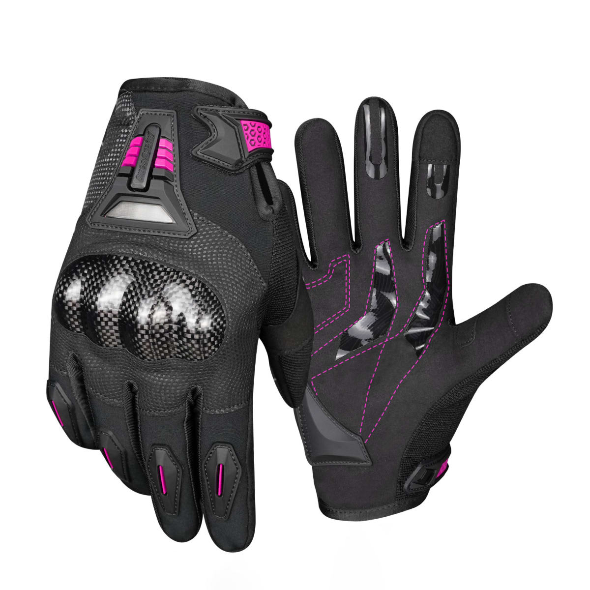 Guantes para moto ones again mg07 rosa con protecciones touch1