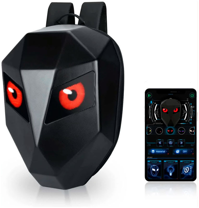 Mochila para moto knigt pantalla led dinámica caparazon rigido1