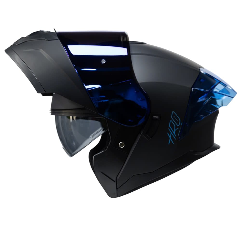CASCO HRO 3480DV SOLID NEGRO AZUL MATE | CASCO ABATIBLE CERTIFICADO DOT2