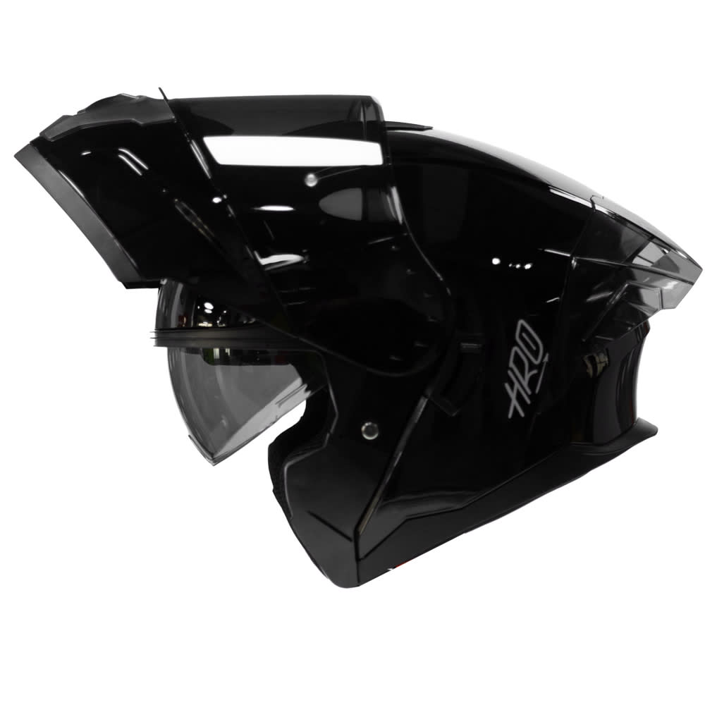 CASCO HRO 3480DV SOLID NEGRO BRILLO | CASCO ABATIBLE CERTIFICADO DOT CON VISOR SOLAR2