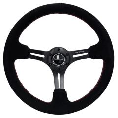 VOLANTE DEPORTIVO GAMUZA NEGRO CONCAVO 350MM | NRG