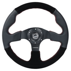 VOLANTE DEPORTIVO DE CUERO - GAMUZA NEGRO 320MM | NRG
