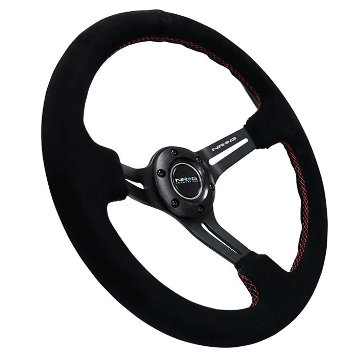 VOLANTE DEPORTIVO GAMUZA NEGRO CONCAVO 350MM | NRG3