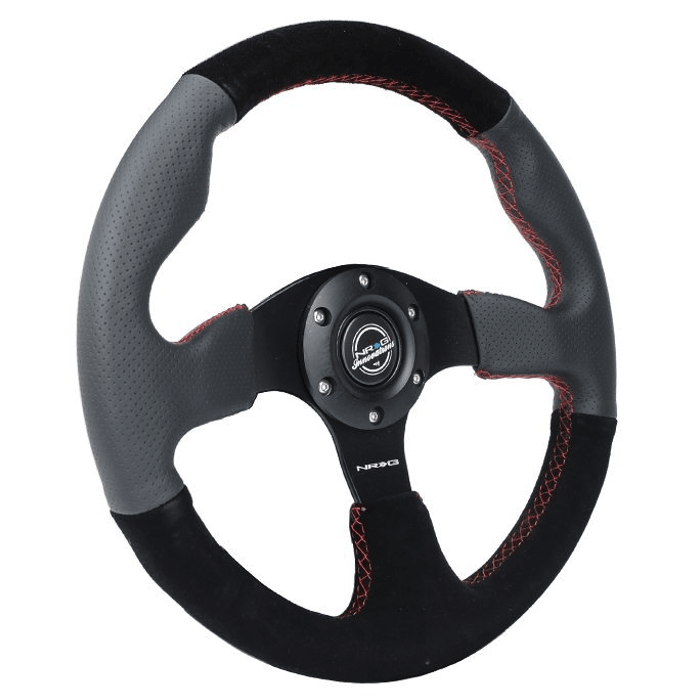 VOLANTE DEPORTIVO DE CUERO - GAMUZA NEGRO 320MM | NRG2