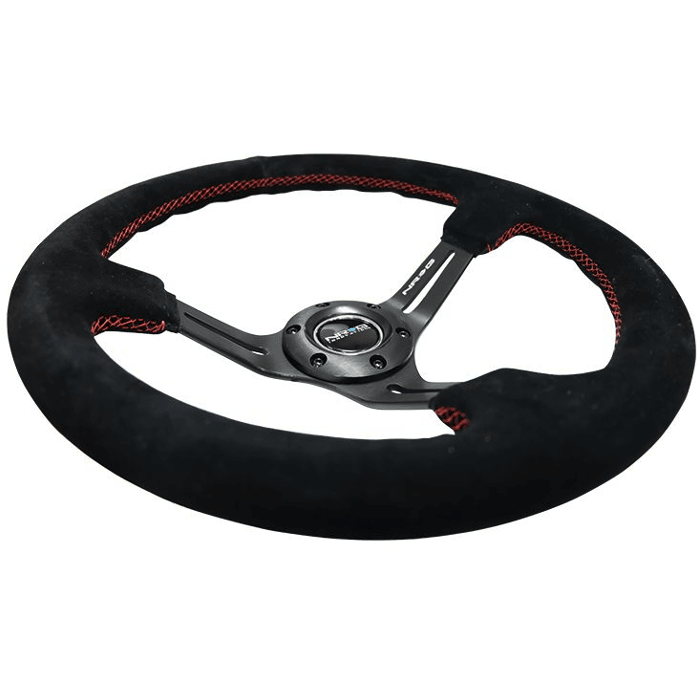 VOLANTE DEPORTIVO GAMUZA NEGRO CONCAVO 350MM | NRG1