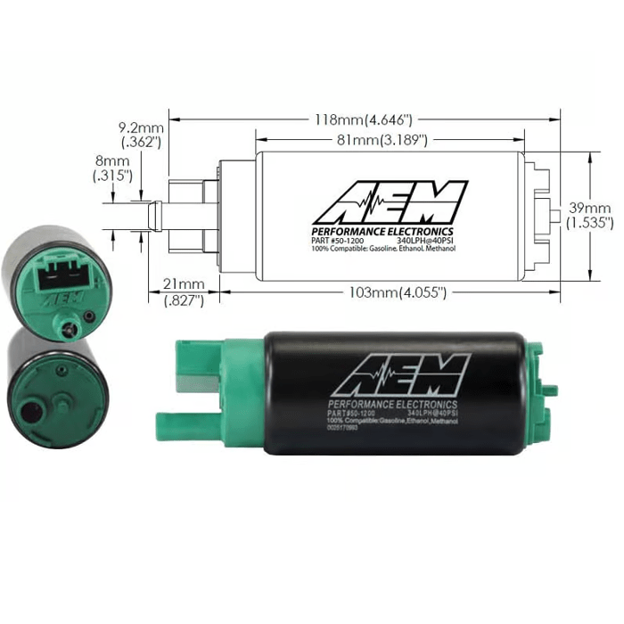 BOMBA DE COMBUSTIBLE INTERNA E85 - 340 LPH | AEM3